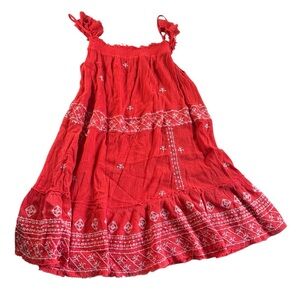 Intimately Free People Boho Dress Embroidered off shoulder smocked Red short M